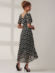 Jolie Moi Black Meagan V-Neck Chiffon Maxi Dress - Image 2 of 6