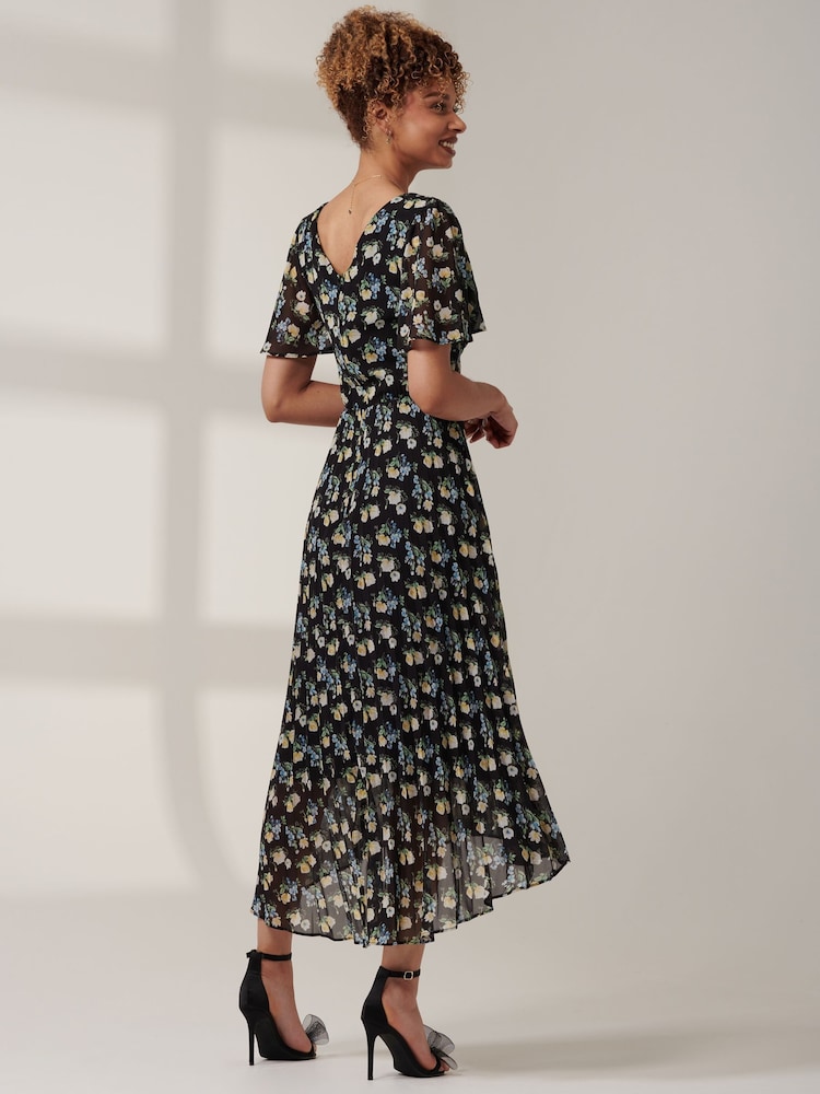 Jolie Moi Black Meagan V-Neck Chiffon Maxi Dress - Image 2 of 6