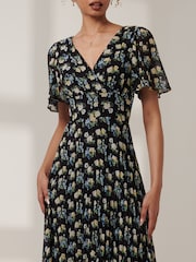 Jolie Moi Black Meagan V-Neck Chiffon Maxi Dress - Image 3 of 6
