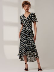Jolie Moi Black Meagan V-Neck Chiffon Maxi Dress - Image 4 of 6