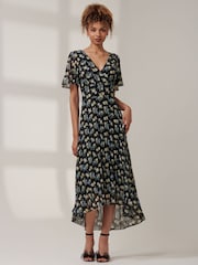 Jolie Moi Black Meagan V-Neck Chiffon Maxi Dress - Image 6 of 6