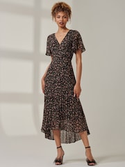 Jolie Moi Black Meagan V-Neck Chiffon Maxi Dress - Image 1 of 6