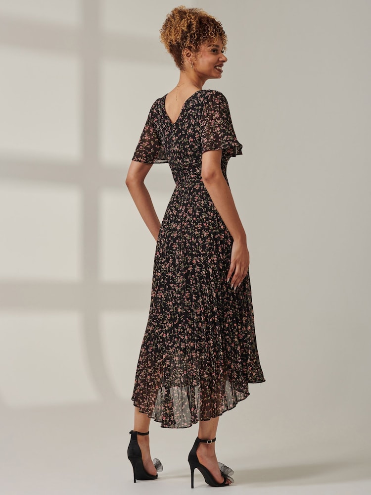 Jolie Moi Black Meagan V-Neck Chiffon Maxi Dress - Image 2 of 6