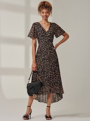 Jolie Moi Black Meagan V-Neck Chiffon Maxi Dress - Image 4 of 6
