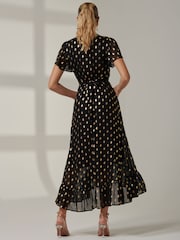 Jolie Moi Black Metallic Effect Angel Sleeve Maxi Dress - Image 2 of 6