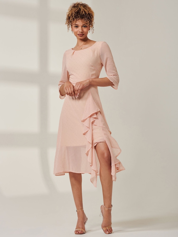 Jolie Moi Natural Embellished Rhinestone Midi Dress - Image 1 of 6 Jolie Moi Natural Embellished Rhinestone Midi Dress - Image 1 of 6