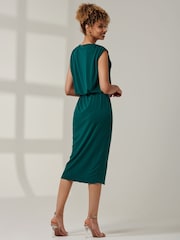 Jolie Moi Green Kira Tiered Draped Bodycon Dress - Image 2 of 5