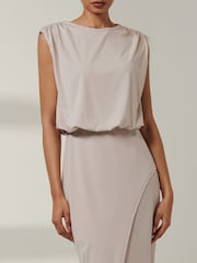 Jolie Moi Grey Kira Tiered Draped Bodycon Dress - Image 3 of 6