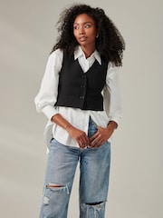 Jolie Moi Black Plain Button Up Waistcoat - Image 1 of 6
