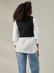 Jolie Moi Black Plain Button Up Waistcoat - Image 2 of 6