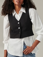 Jolie Moi Black Plain Button Up Waistcoat - Image 3 of 6
