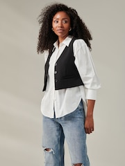 Jolie Moi Black Plain Button Up Waistcoat - Image 6 of 6