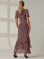 Jolie Moi Pink Geo Print Tiered Maxi Dress - Image 2 of 6