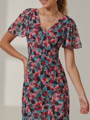 Jolie Moi Blue Angel Sleeve Tiered Hem Maxi Dress - Image 3 of 6
