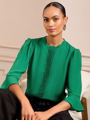 Grün - Love & Roses Bluse mit 3/4 Trompetenärmeln - Image 1 of 4