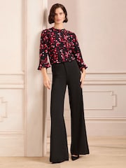Love & Roses Black Heart Petite 3/4 Flute Sleeve Blouse - Image 3 of 4