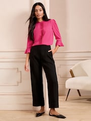 Love & Roses Pink 3/4 Flute Sleeve Blouse - Image 3 of 4