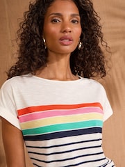 Love & Roses Ivory Multi Stripe Petite Crew Neck Jersey T-Shirt - Image 2 of 4