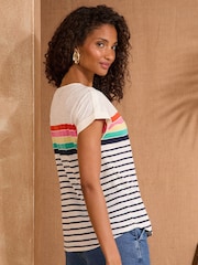 Love & Roses Ivory Multi Stripe Petite Crew Neck Jersey T-Shirt - Image 3 of 4
