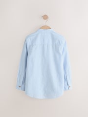 Pale Blue Grandad Collar Linen Mix Long Sleeve Shirt (3-16yrs) - Image 1 of 4