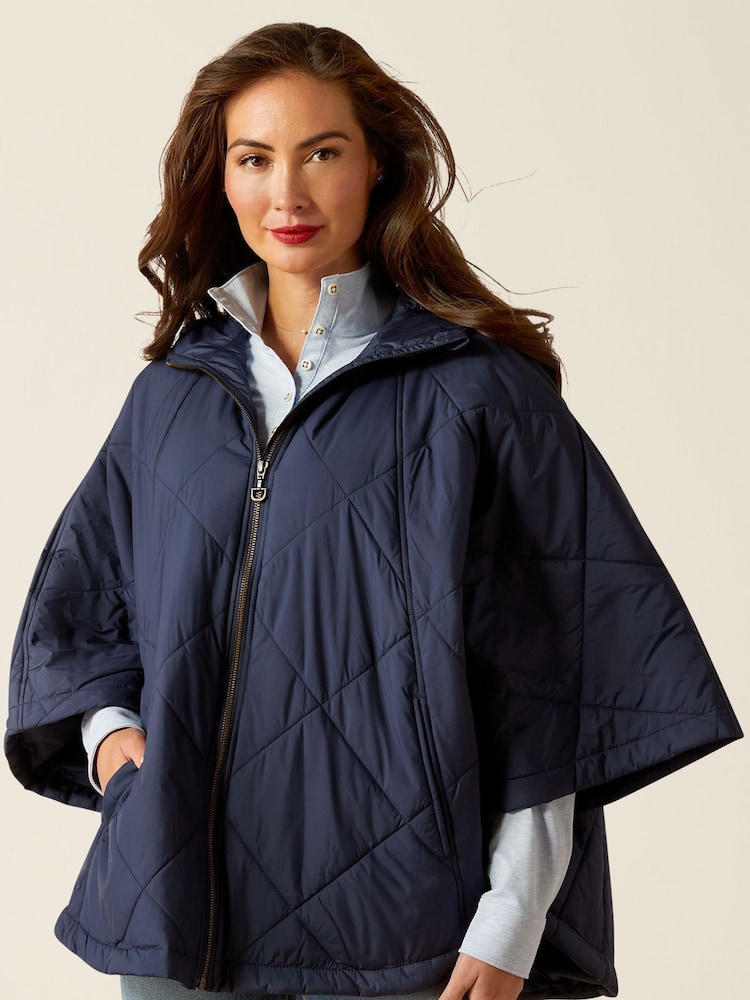 Ariat Blue Fescue Water-Resistant Insulated Cape Poncho - Image 1 of 5