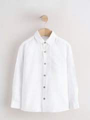 White Long Sleeve 100% Linen Shirt (3-16yrs) - Image 1 of 5