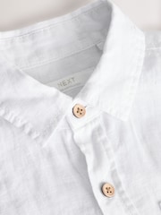 White Long Sleeve 100% Linen Shirt (3-16yrs) - Image 3 of 5