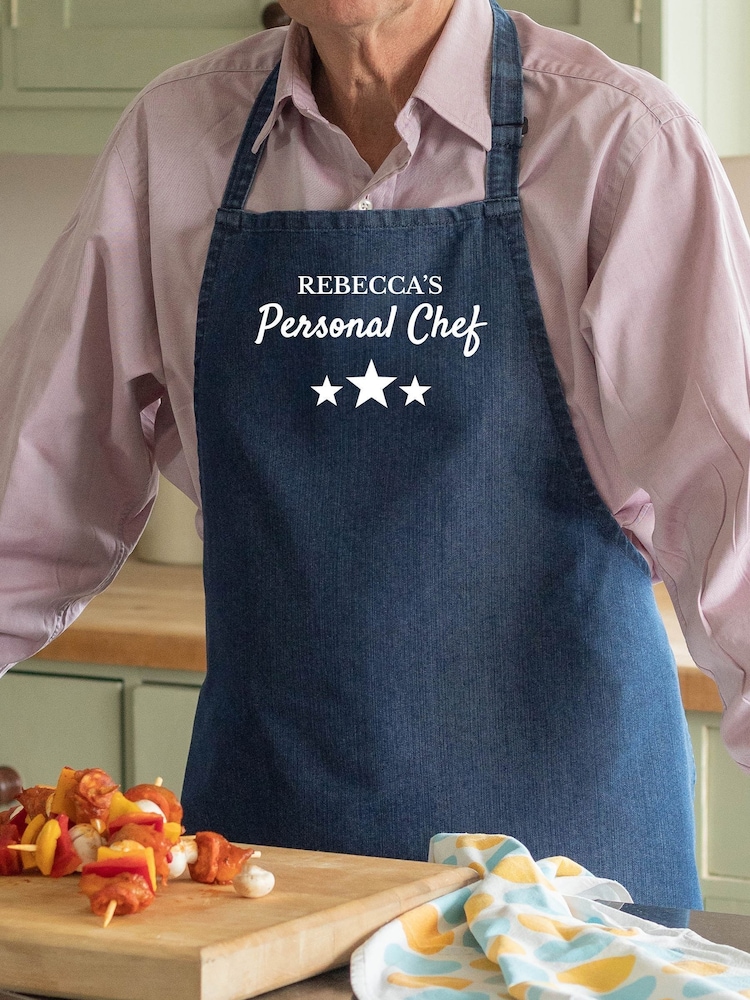 Personalised Denim Personal Chef Apron by Jonnys Sister - Image 1 of 2