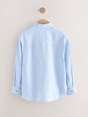 Blue Long Sleeve 100% Linen Shirt (3-16yrs) - Image 2 of 4
