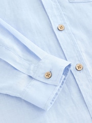Blue Long Sleeve 100% Linen Shirt (3-16yrs) - Image 3 of 4