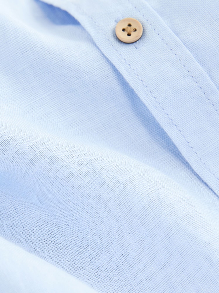 Blue Long Sleeve 100% Linen Shirt (3-16yrs) - Image 4 of 4