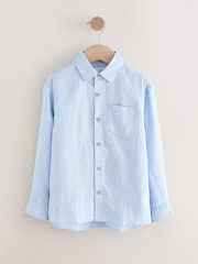Blue Long Sleeve 100% Linen Shirt (3-16yrs) - Image 5 of 8