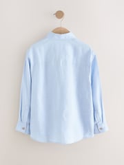 Blue Long Sleeve 100% Linen Shirt (3-16yrs) - Image 6 of 8