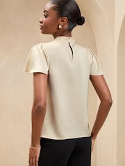 Crema - Lipsy Keyhole Flutter Sleeve Blouse - Imagen 4 de 4