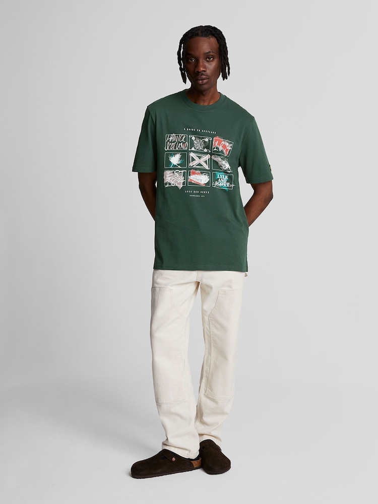 Lyle & Scott Green A Guide To Scotland Graphic 100% Cotton T-Shirt - Image 2 of 5