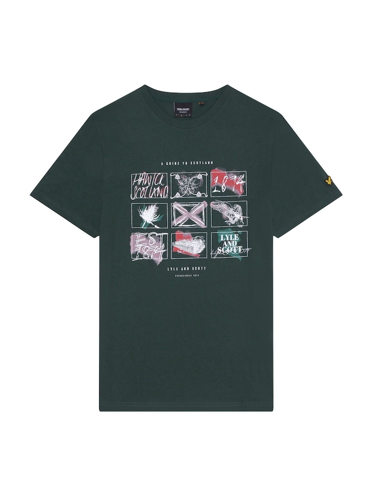 Lyle & Scott Green A Guide To Scotland Graphic 100% Cotton T-Shirt - Image 5 of 5