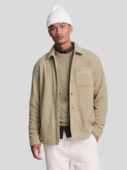 Lyle & Scott Natural Embroidered Fleece Overshirt - Image 1 of 5