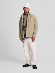 Lyle & Scott Natural Embroidered Fleece Overshirt - Image 2 of 5