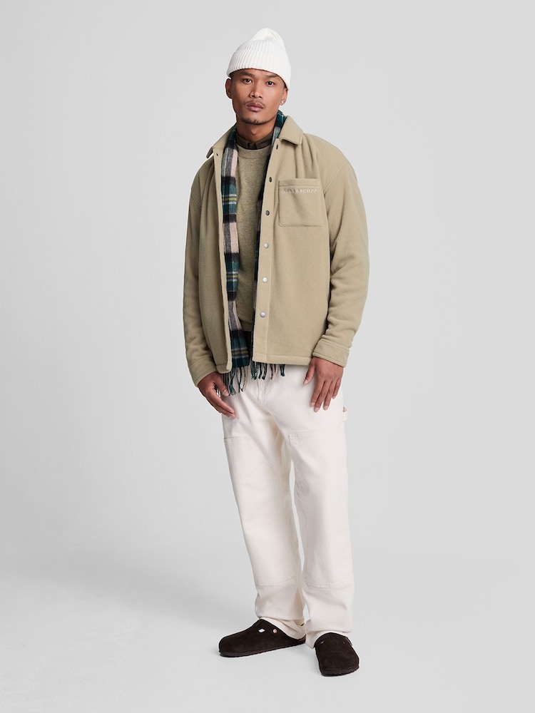 Lyle & Scott Natural Embroidered Fleece Overshirt - Image 2 of 5