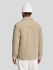 Lyle & Scott Natural Embroidered Fleece Overshirt - Image 3 of 5