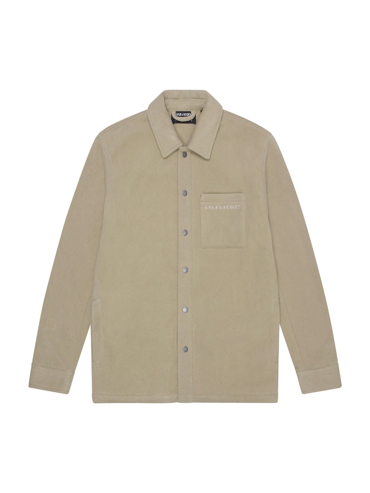 Lyle & Scott Natural Embroidered Fleece Overshirt - Image 5 of 5
