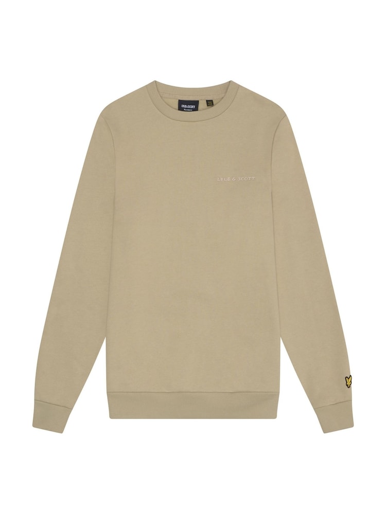 Lyle & Scott Natural Embroidered Crew Neck 100% Cotton Sweatshirt - Image 1 of 1