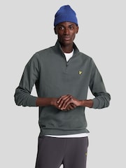 Lyle & Scott Grey Interlock Quarter Zip Sweat Top - Image 1 of 5