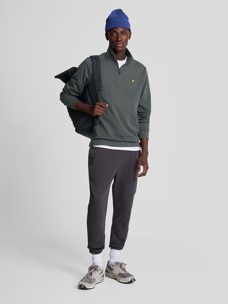 Lyle & Scott Grey Interlock Quarter Zip Sweat Top - Image 2 of 5 Lyle & Scott Grey Interlock Quarter Zip Sweat Top - Image 2 of 5