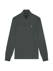 Lyle & Scott Grey Interlock Quarter Zip Sweat Top - Image 5 of 5
