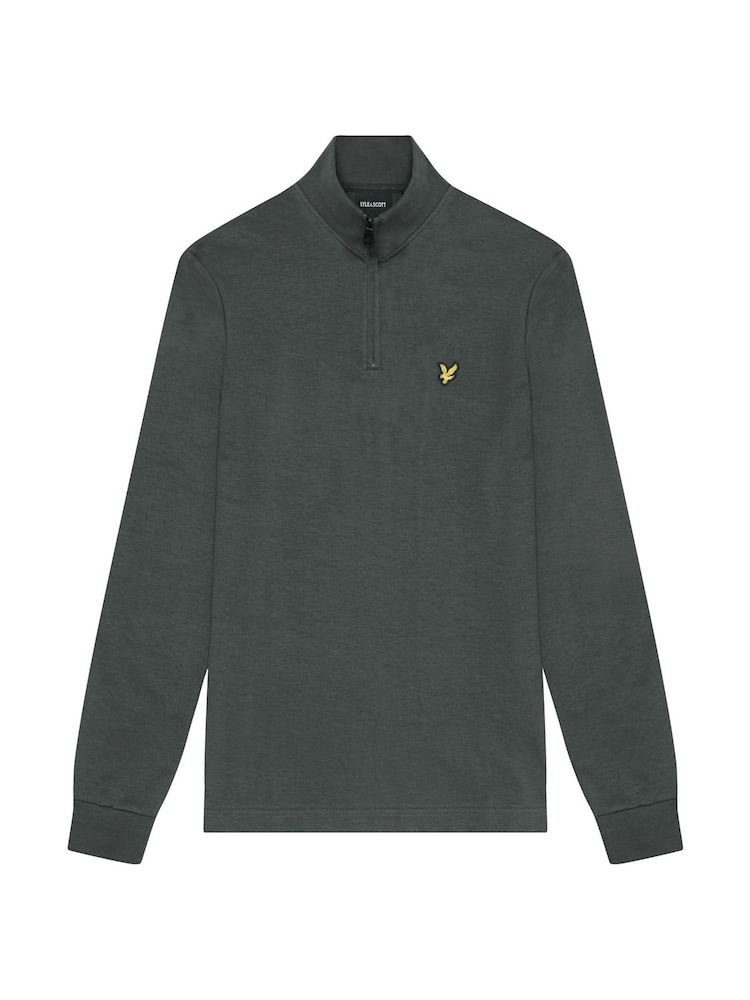 Lyle & Scott Grey Interlock Quarter Zip Sweat Top - Image 5 of 5 Lyle & Scott Grey Interlock Quarter Zip Sweat Top - Image 5 of 5