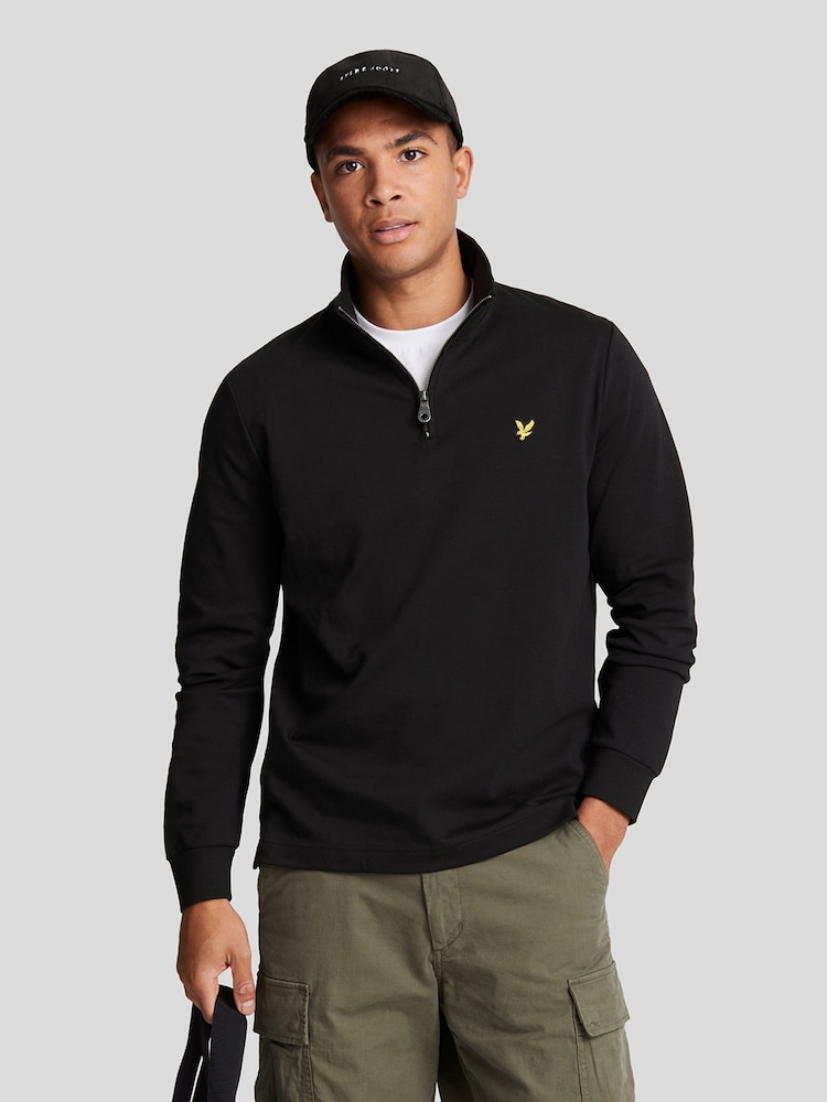 Lyle & Scott Black Interlock Quarter Zip Sweat Top - Image 1 of 5
