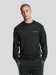 Lyle & Scott Black Colourblock Crew Neck Sweat Top - Image 1 of 5