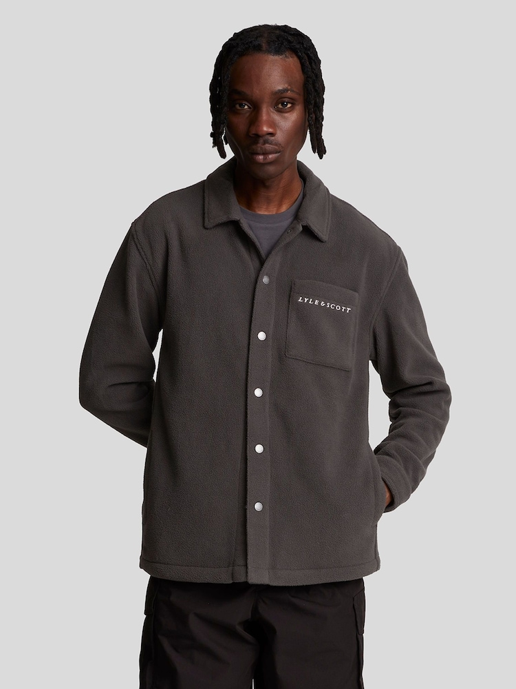 Lyle & Scott Grey Embroidered Fleece Overshirt - Image 1 of 5