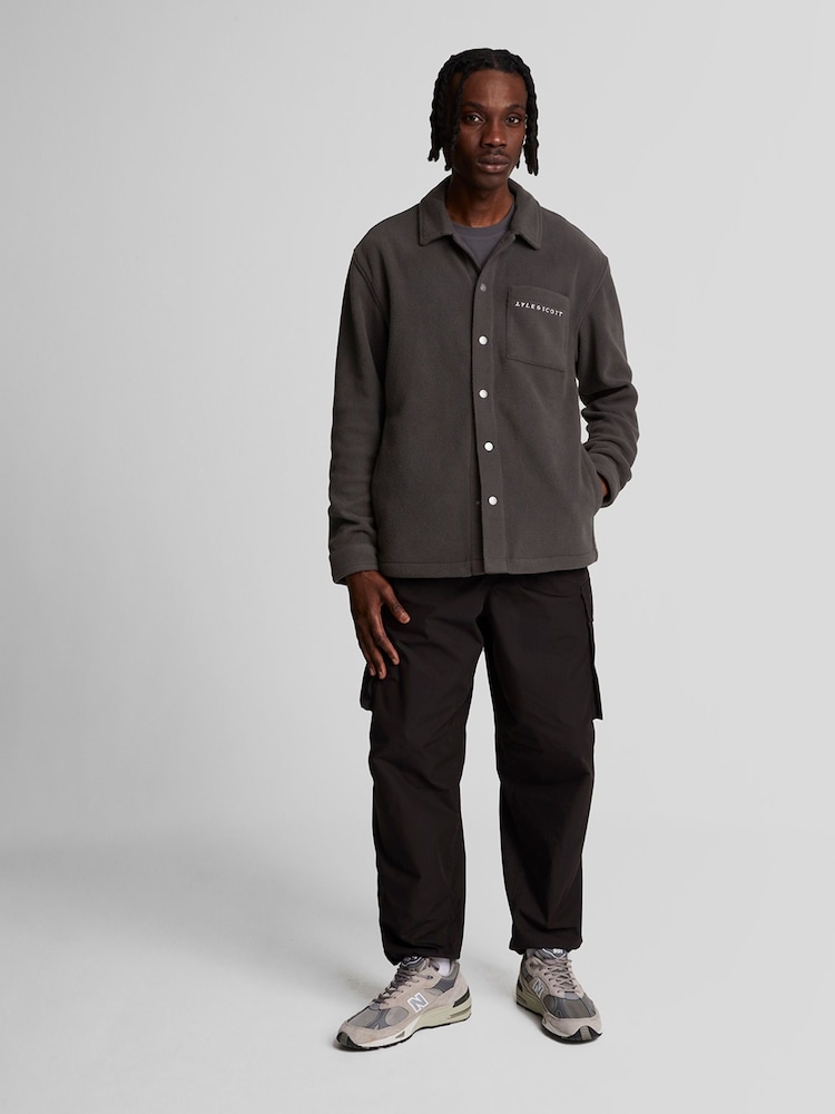 Lyle & Scott Grey Embroidered Fleece Overshirt - Image 2 of 5